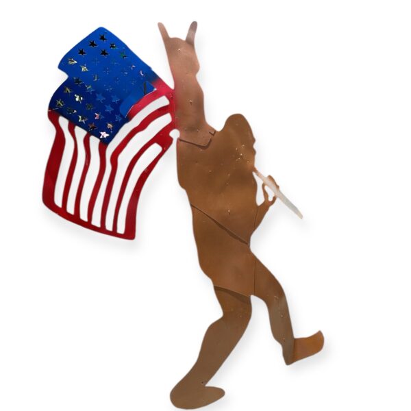 BIG FOOT WITH USA FLAG SILHOUETTE. YARD STAKE.