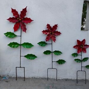 Set of 3 Poinsettias- Yard Stake